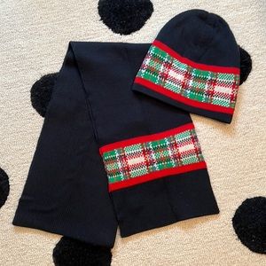 NWOT Marc by Marc Jacobs Navy w/Pattern Trim Scarf & Hat Set